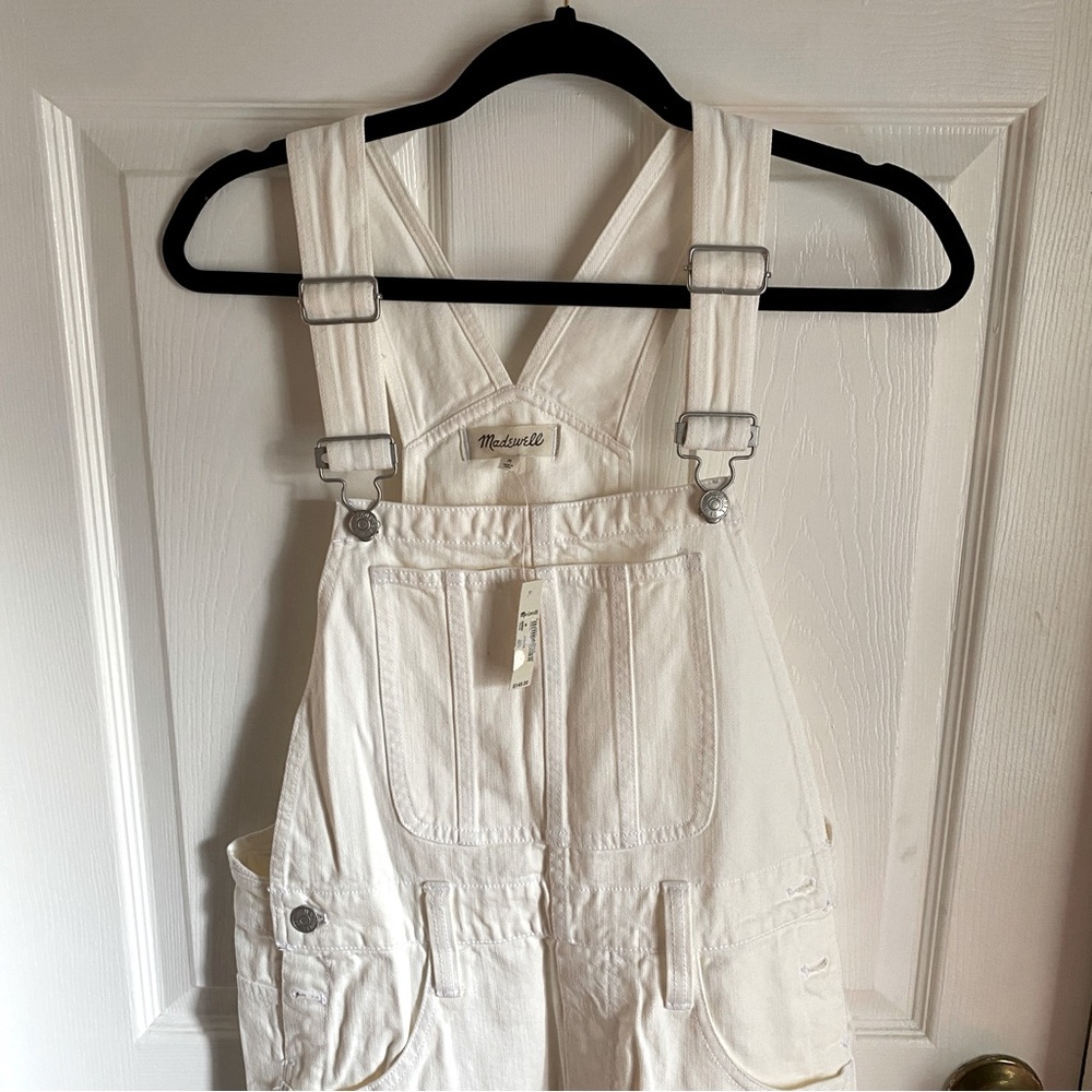 NWT Madewell White 100% Cotton Denim Overalls Medium